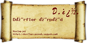 Dörfler Árpád névjegykártya